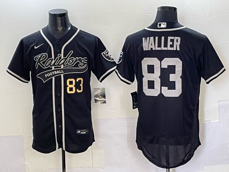 Men 2025 Oakland Raiders #83 Waller black Joint Name Nike Elite NFL Jersey style 05